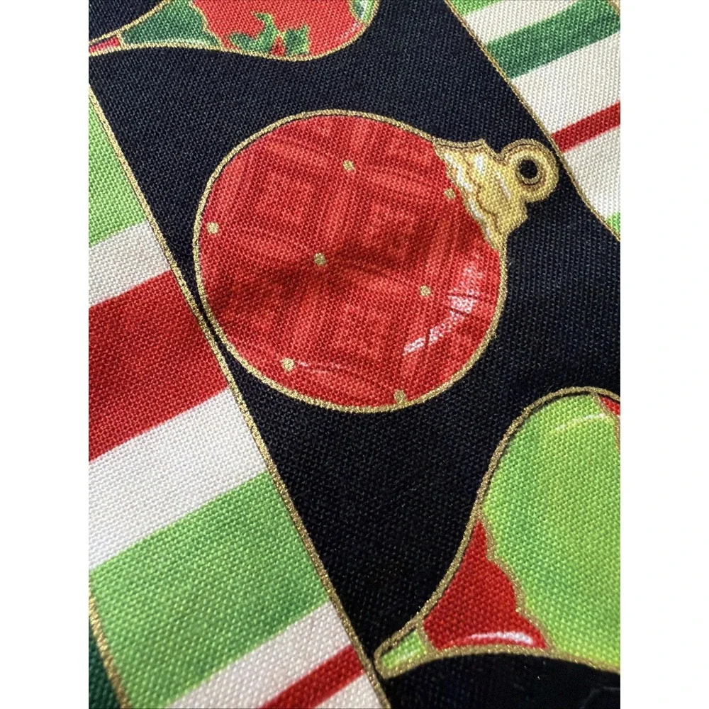 Christmas Carols Birds Poinsettia Stripe Gold Cotton Fabric Wilmington 1.5 Yards